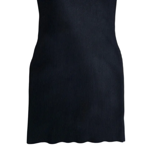 House Of Harlow 1960 Black Mini Ribbed Dress Criss Cross Neck Size Medium - Picture 4 of 8